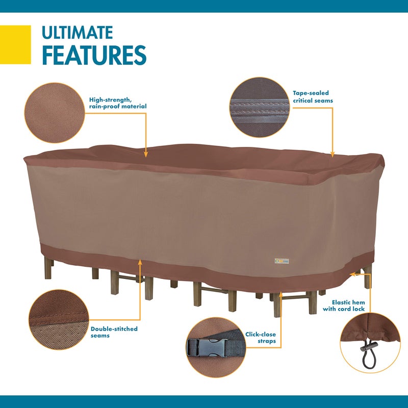 Duck Covers DUCKCOVERS Ultimate Waterproof Rectangular/Oval Patio Table with Chairs Cover, 107 Inch - Image 5